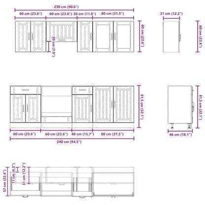 Set Mobili Da Cucina 8 Pz Kalmar In Truciolato