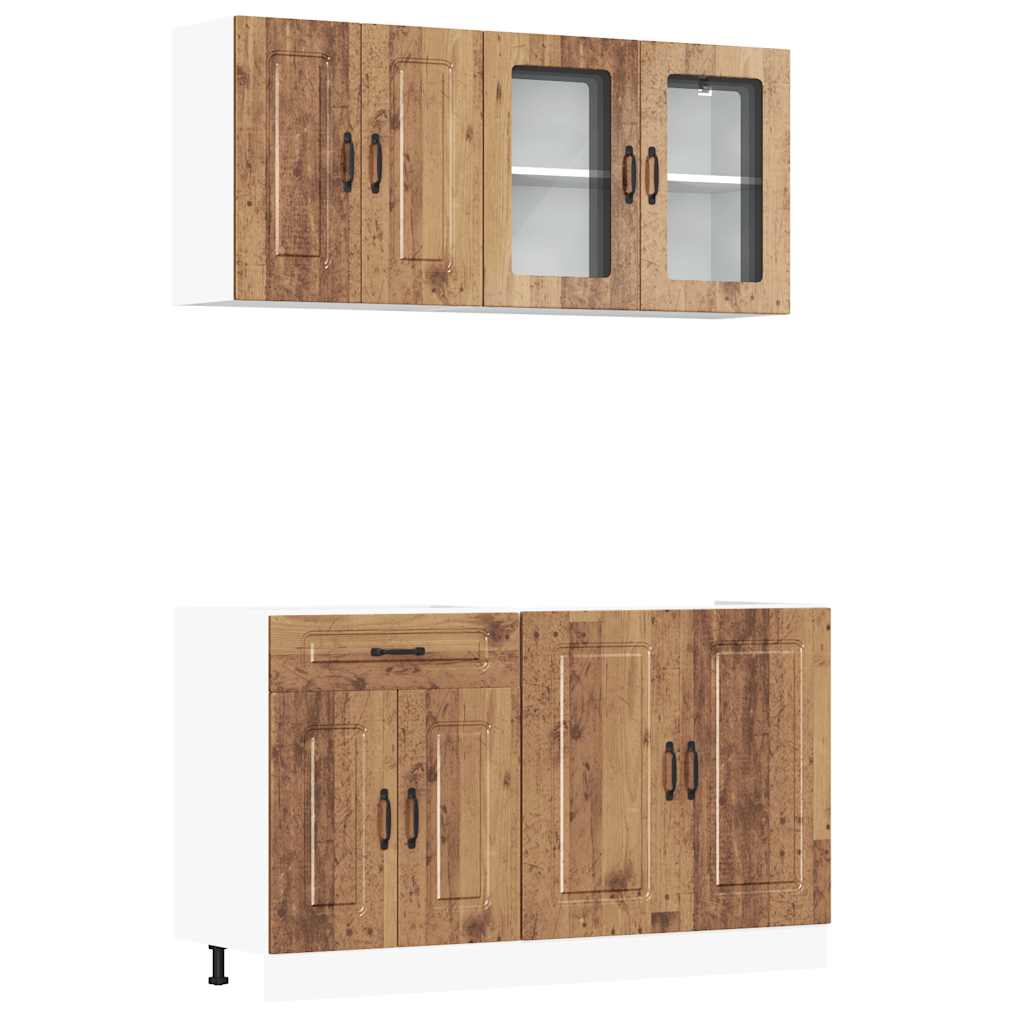 Set Mobili Da Cucina 4 Pz Kalmar Legno Vecchio In Truciolato