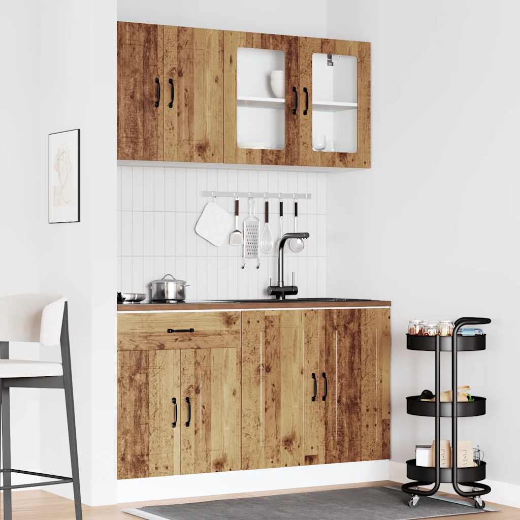 Set Mobili Da Cucina 4 Pz Kalmar Legno Vecchio In Truciolato
