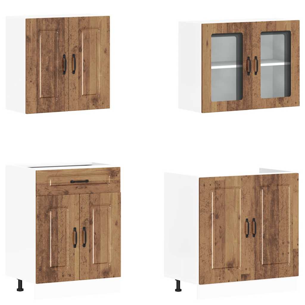 Set Mobili Da Cucina 4 Pz Kalmar Legno Vecchio In Truciolato