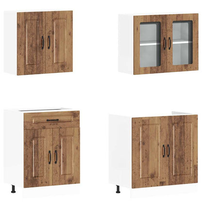 Set Mobili Da Cucina 4 Pz Kalmar Legno Vecchio In Truciolato