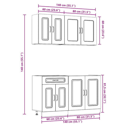 Set Mobili Da Cucina 4 Pz Kalmar Legno Vecchio In Truciolato