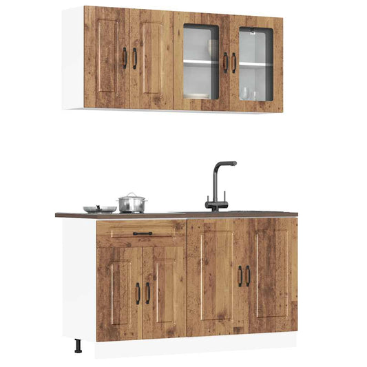 Set Mobili Da Cucina 4 Pz Kalmar Legno Vecchio In Truciolato