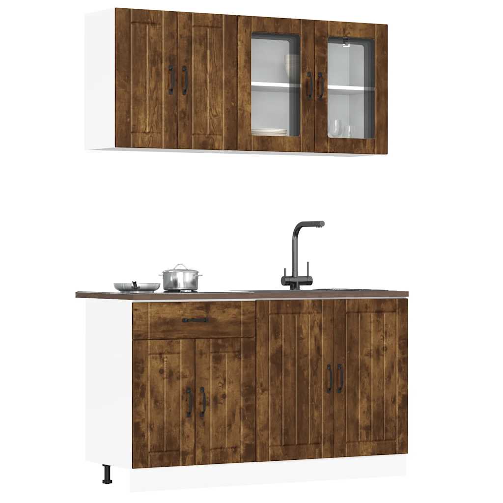 Set Mobili Da Cucina 4 Pz Kalmar Legno Vecchio In Truciolato
