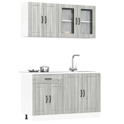 Set Mobili Da Cucina 4 Pz Kalmar Legno Vecchio In Truciolato
