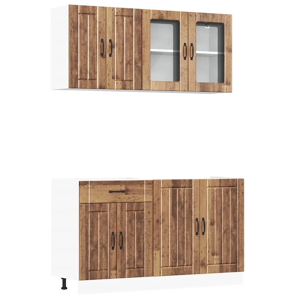 Set Mobili Da Cucina 4 Pz Kalmar Legno Vecchio In Truciolato