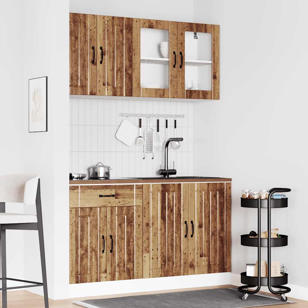 Set Mobili Da Cucina 4 Pz Kalmar Legno Vecchio In Truciolato