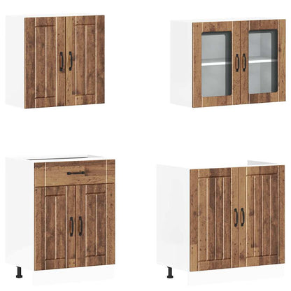 Set Mobili Da Cucina 4 Pz Kalmar Legno Vecchio In Truciolato