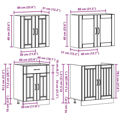 Set Mobili Da Cucina 4 Pz Kalmar Legno Vecchio In Truciolato