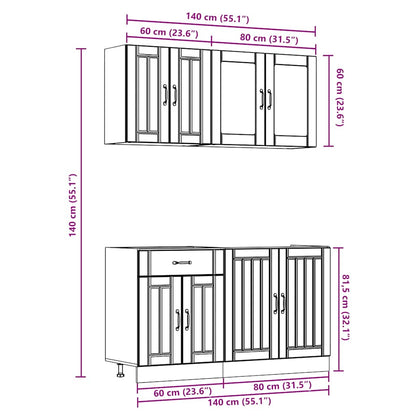 Set Mobili Da Cucina 4 Pz Kalmar Legno Vecchio In Truciolato