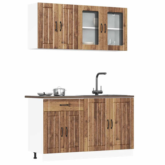 Set Mobili Da Cucina 4 Pz Kalmar Legno Vecchio In Truciolato