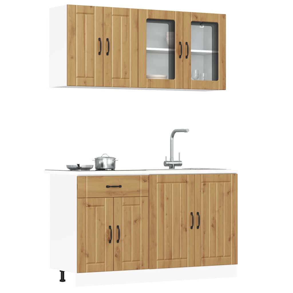 Set Mobili Da Cucina 4 Pz Kalmar Legno Vecchio In Truciolato
