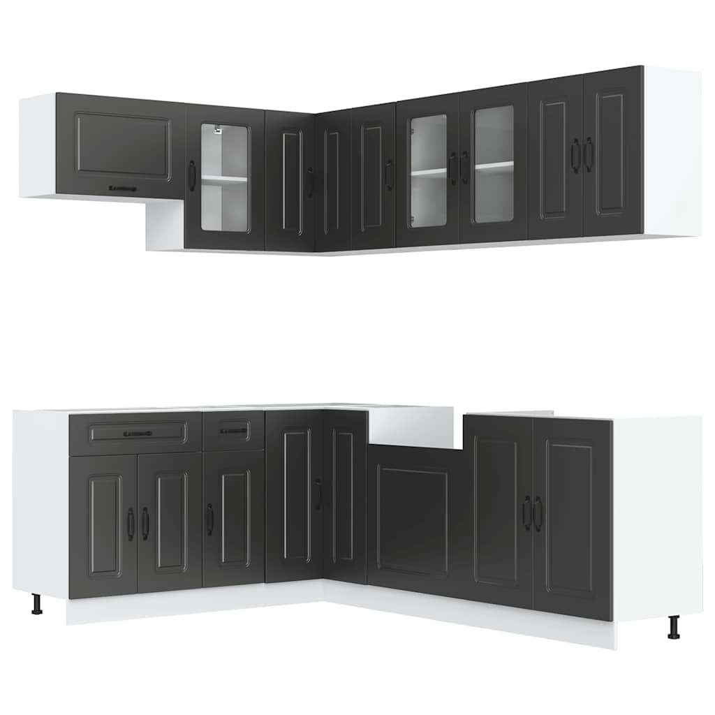 Set Mobili Da Cucina 11 Pz Kalmar Neri Legno Multistrato