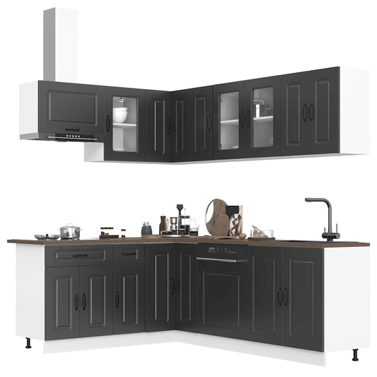 Set Mobili Da Cucina 11 Pz Kalmar Neri Legno Multistrato