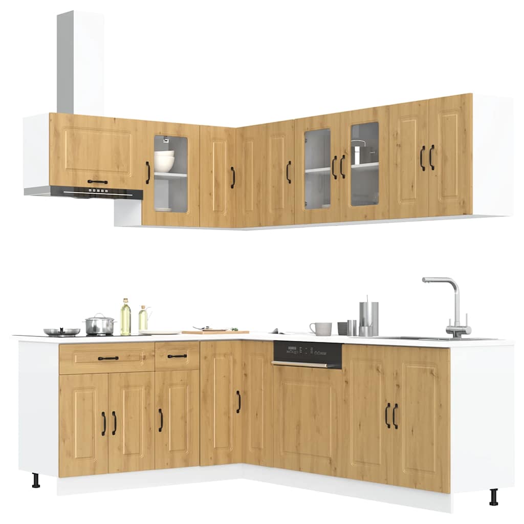 Set Mobili Da Cucina 11 Pz Kalmar Neri Legno Multistrato