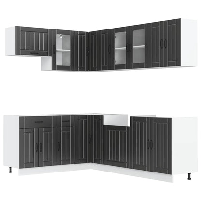Set Mobili Da Cucina 11 Pz Lucca Neri Legno Multistrato