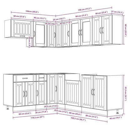 Set Mobili Da Cucina 11 Pz Lucca Neri Legno Multistrato