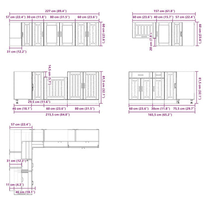 Set Mobili Da Cucina 11 Pz Lucca Neri Legno Multistrato