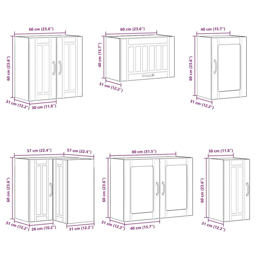 Set Mobili Da Cucina 11 Pz Lucca Neri Legno Multistrato