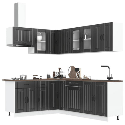 Set Mobili Da Cucina 11 Pz Lucca Neri Legno Multistrato