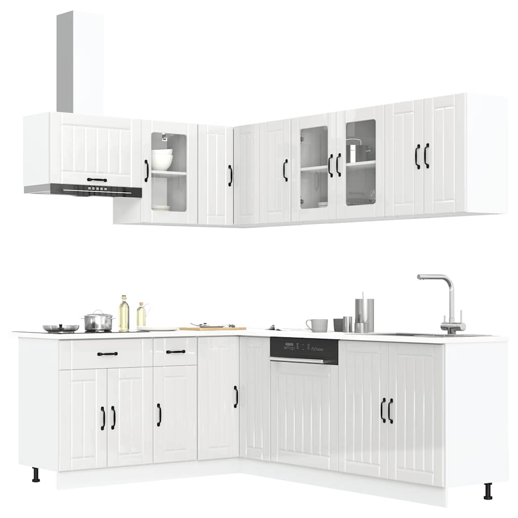 Set Mobili Da Cucina 11 Pz Lucca Neri Legno Multistrato