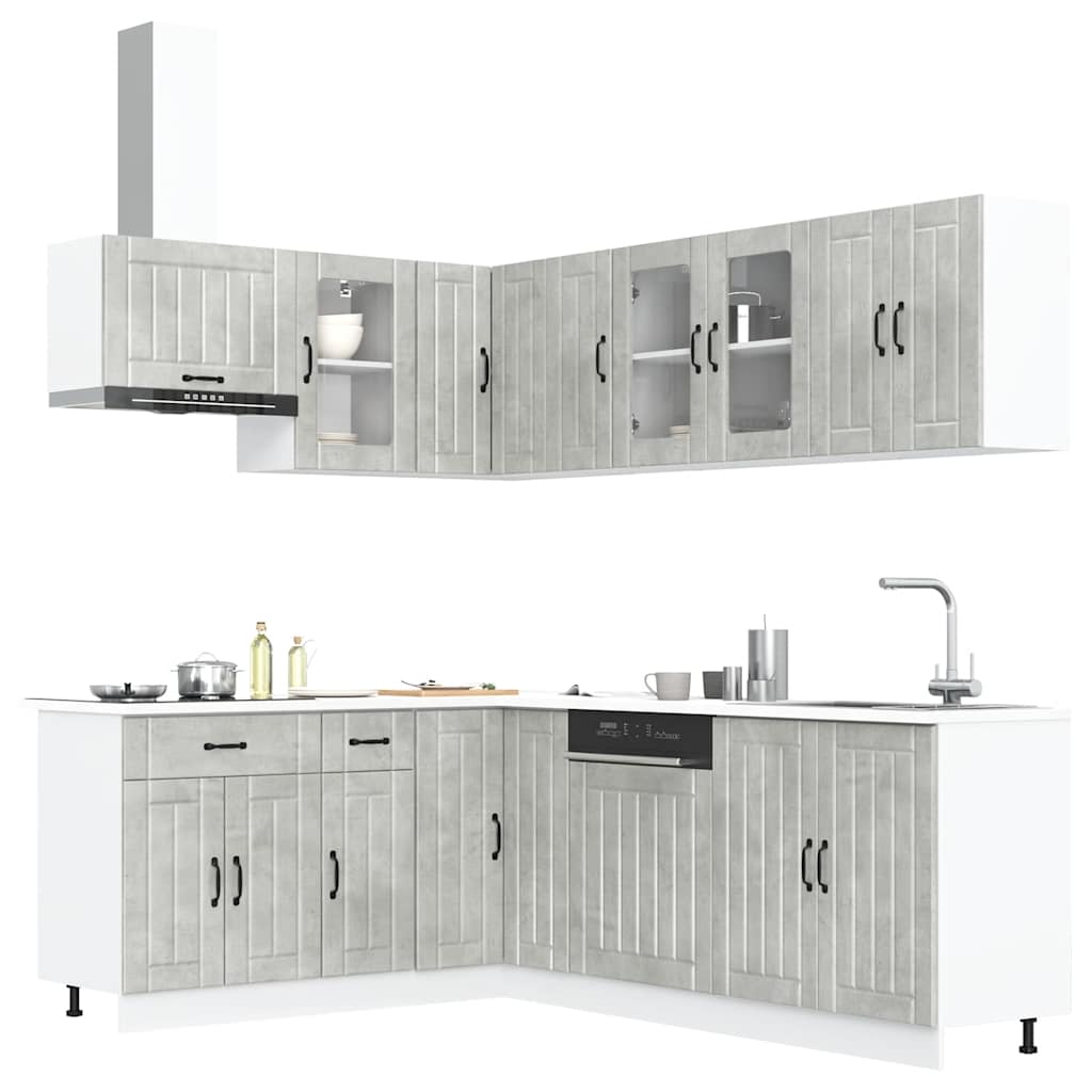 Set Mobili Da Cucina 11 Pz Lucca Neri Legno Multistrato