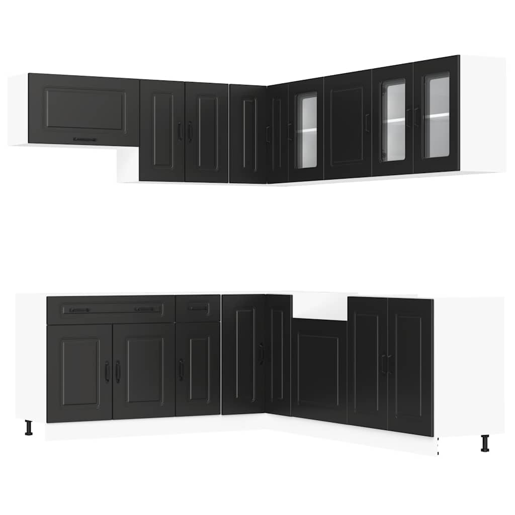 Set Mobili Da Cucina 11 Pz Kalmar Neri Legno Multistrato