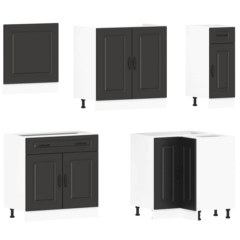 Set Mobili Da Cucina 11 Pz Kalmar Neri Legno Multistrato