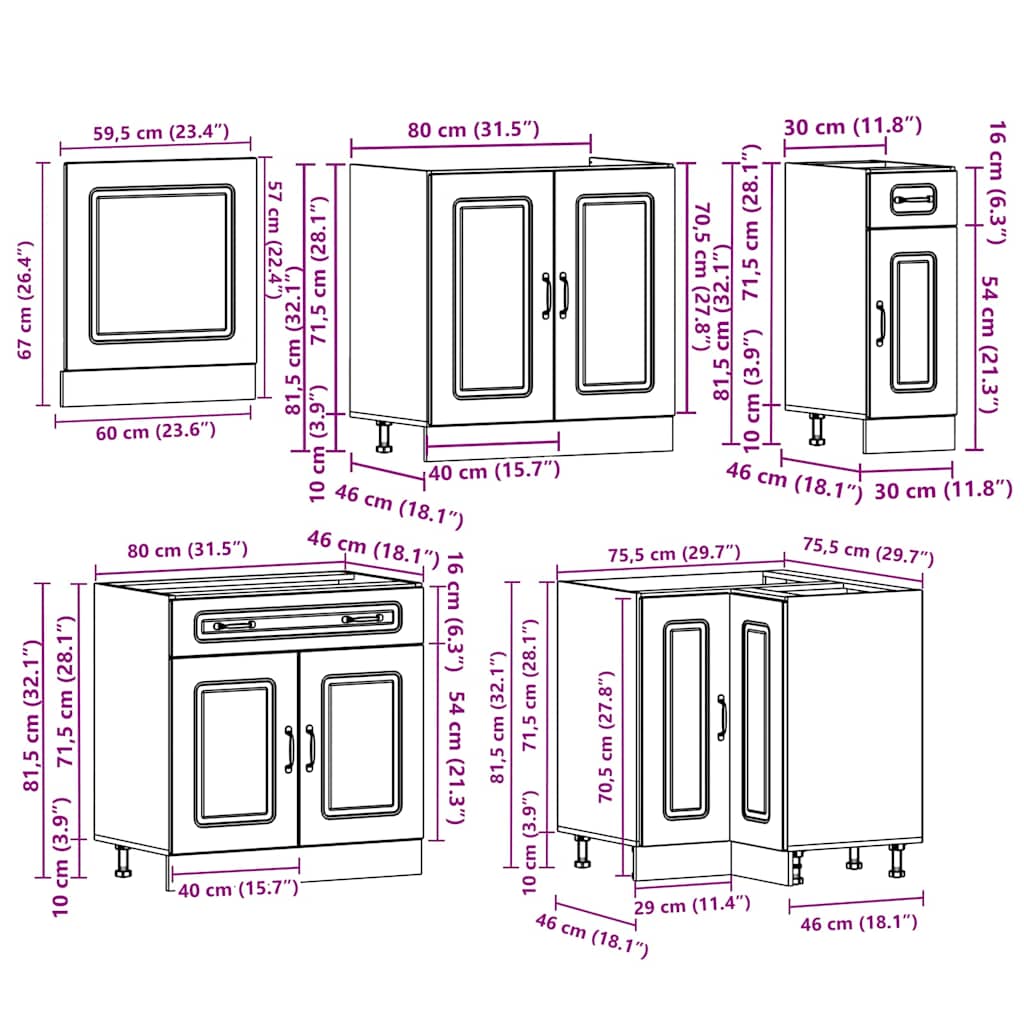 Set Mobili Da Cucina 11 Pz Kalmar Neri Legno Multistrato