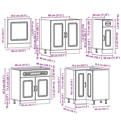 Set Mobili Da Cucina 11 Pz Kalmar Neri Legno Multistrato