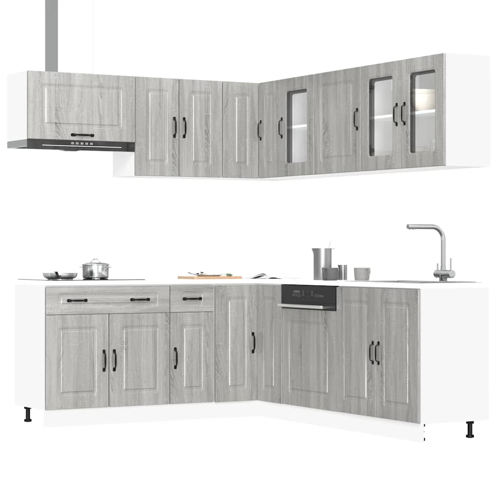 Set Mobili Da Cucina 11 Pz Kalmar Neri Legno Multistrato