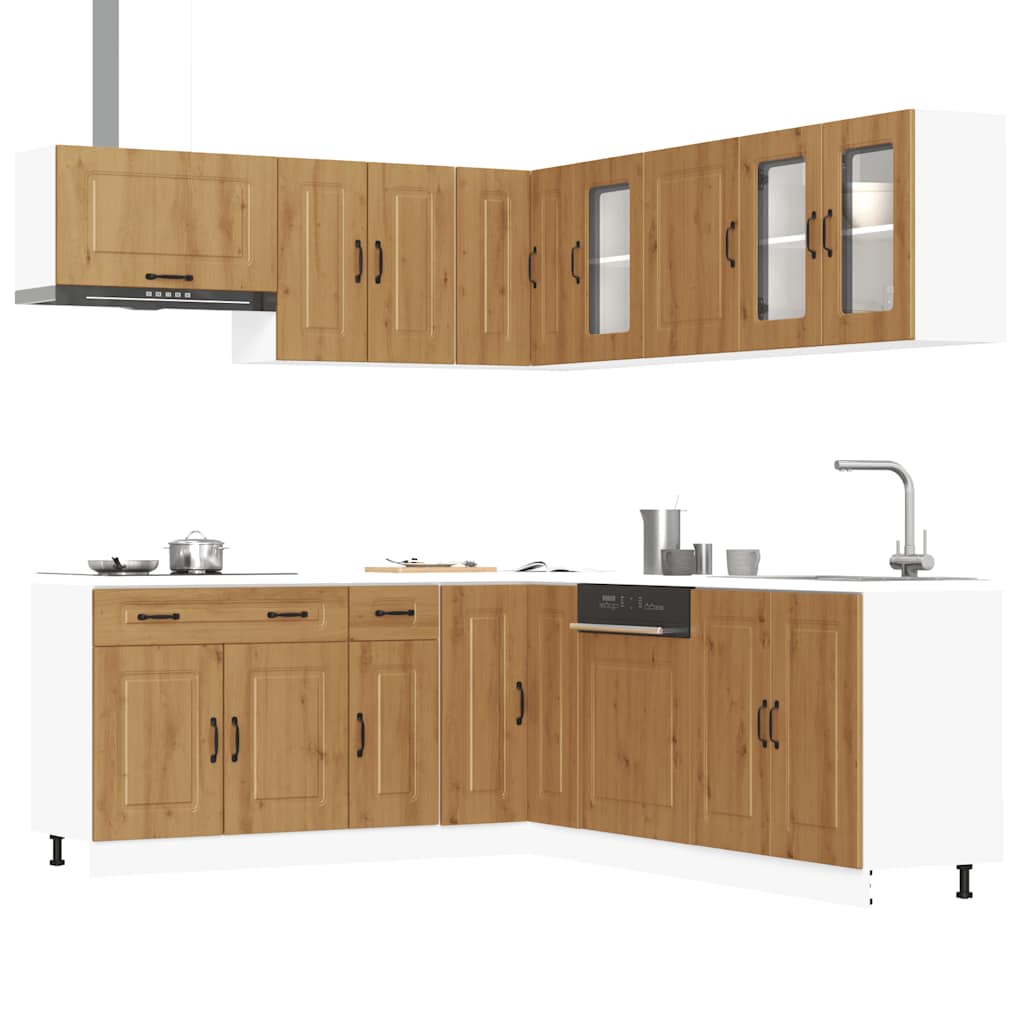 Set Mobili Da Cucina 11 Pz Kalmar Neri Legno Multistrato