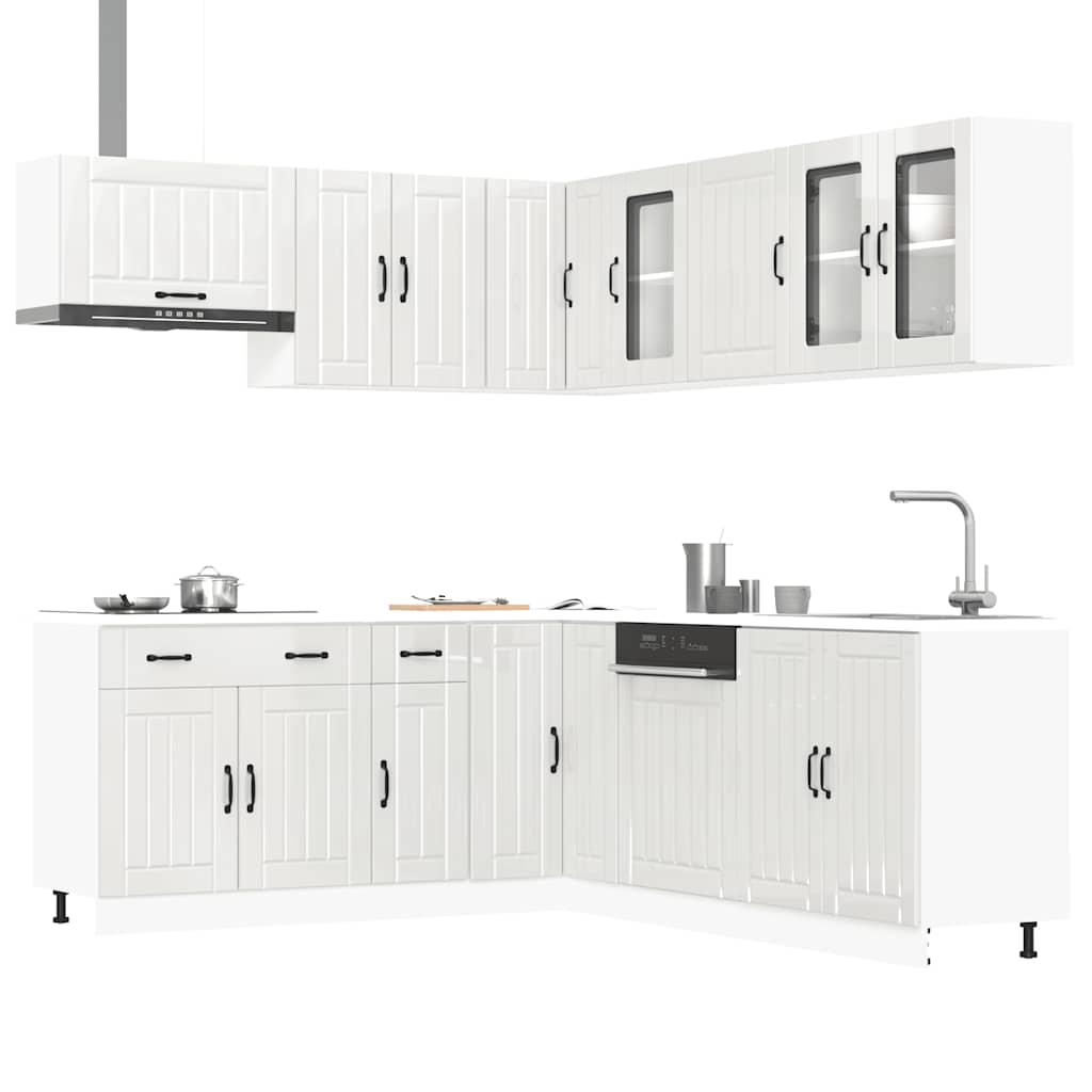 Set Mobili Da Cucina 11 Pz Lucca Bianchi Legno Multistrato