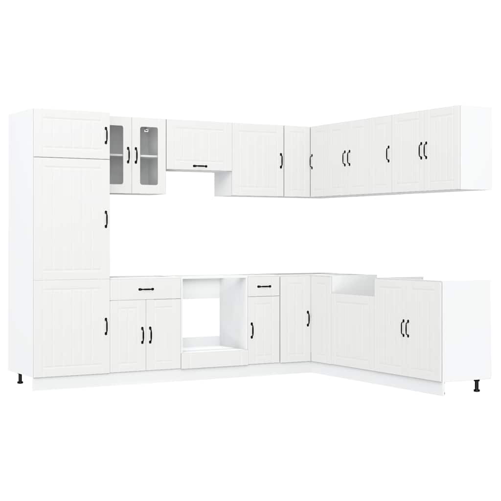 Set Mobili Da Cucina 14 Pz Lucca Bianchi Legno Multistrato