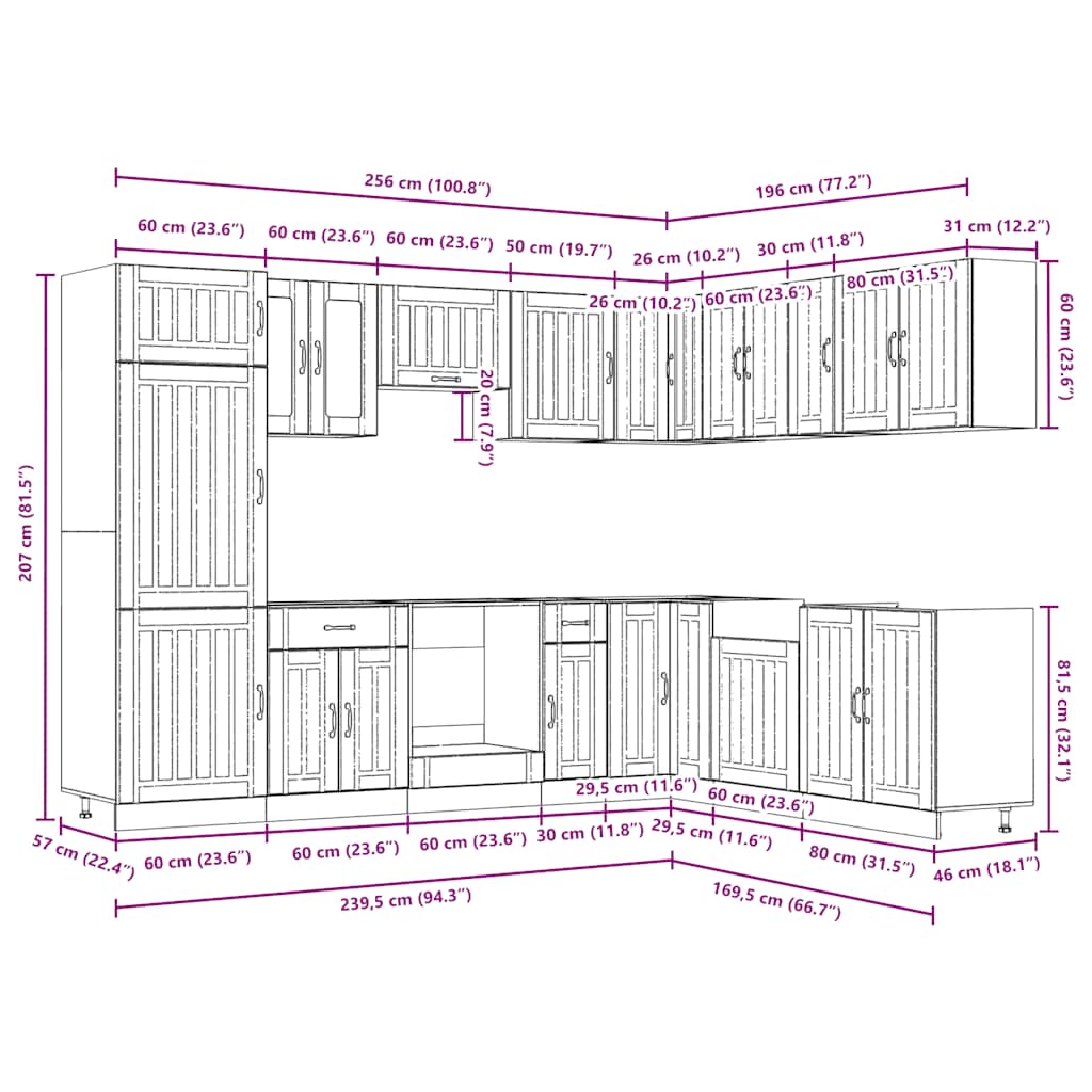 Set Mobili Da Cucina 14 Pz Lucca Bianchi Legno Multistrato
