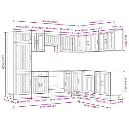 Set Mobili Da Cucina 14 Pz Lucca Bianchi Legno Multistrato
