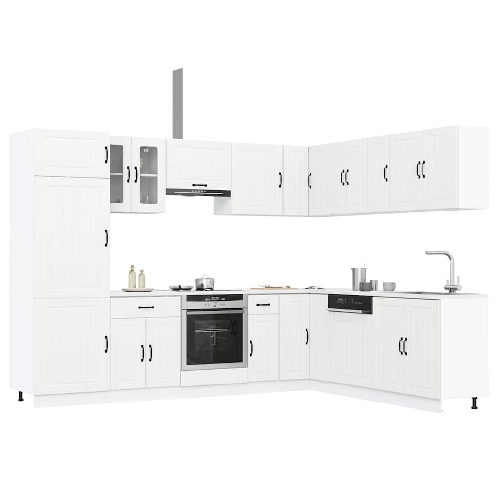 Set Mobili Da Cucina 14 Pz Lucca Bianchi Legno Multistrato