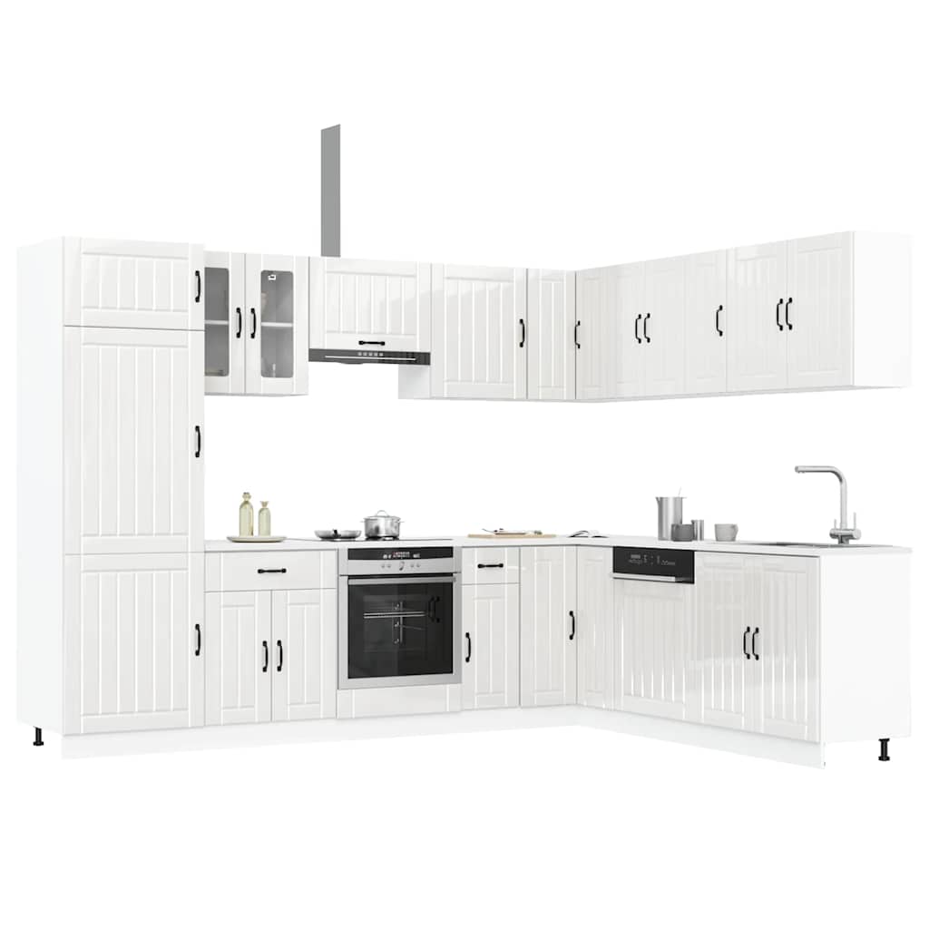 Set Mobili Da Cucina 14 Pz Lucca Bianchi Legno Multistrato