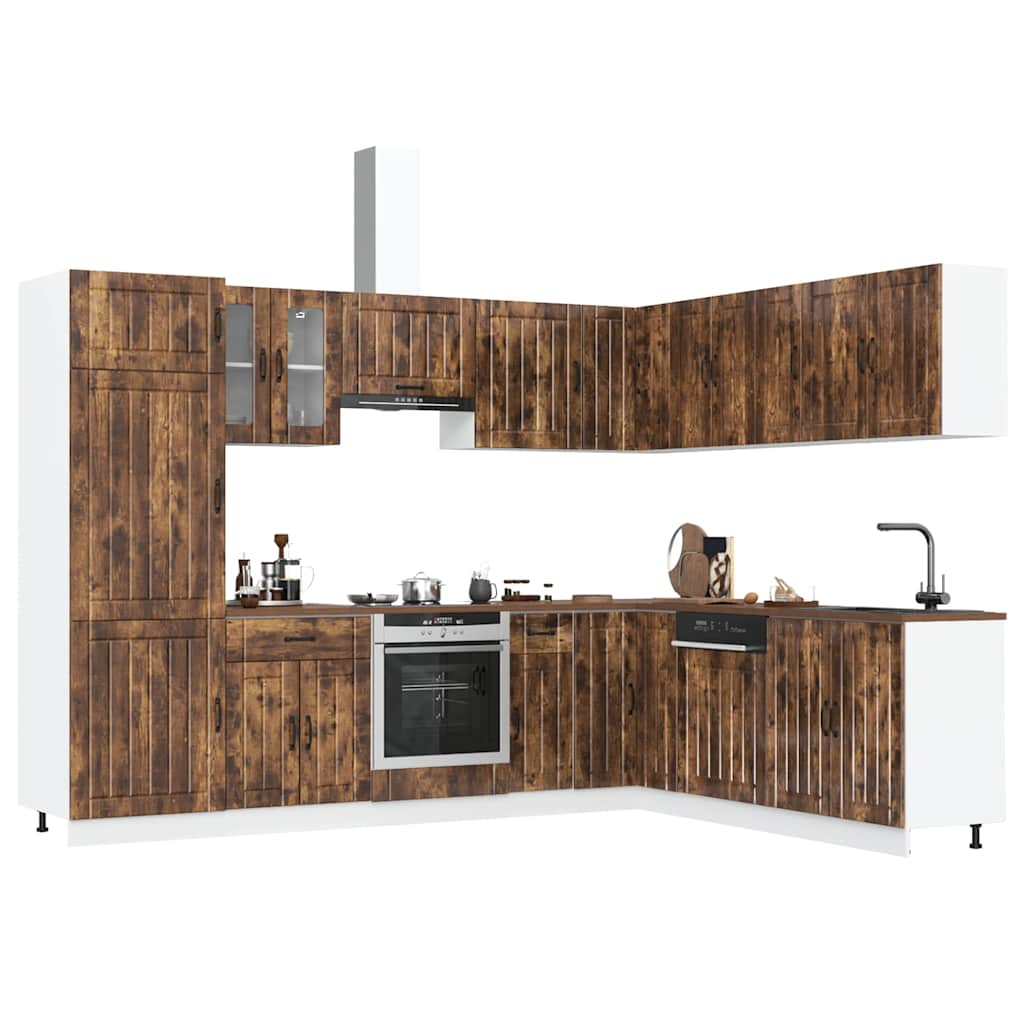 Set Mobili Da Cucina 14 Pz Lucca Bianchi Legno Multistrato