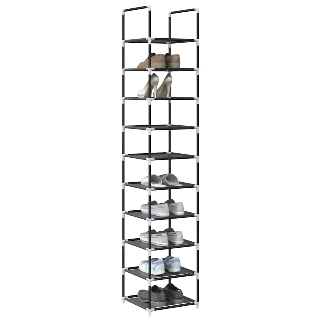 Scarpiera 10 Ripiani Nera 33X33X174 Cm In Tessuto Non Tessuto