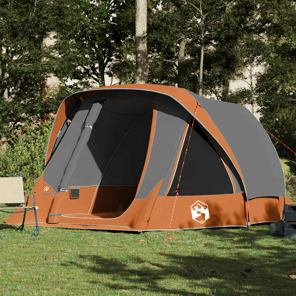 Tenda Familiare Cabina 6 Persone Grigia Arancione Impermeabile