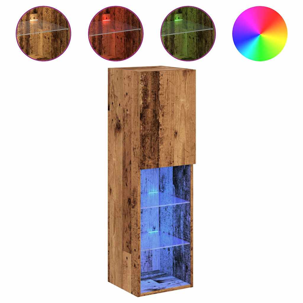 Mobili Porta Tv Con Luci Led 2 Pz 30,5X30X Legno Antico