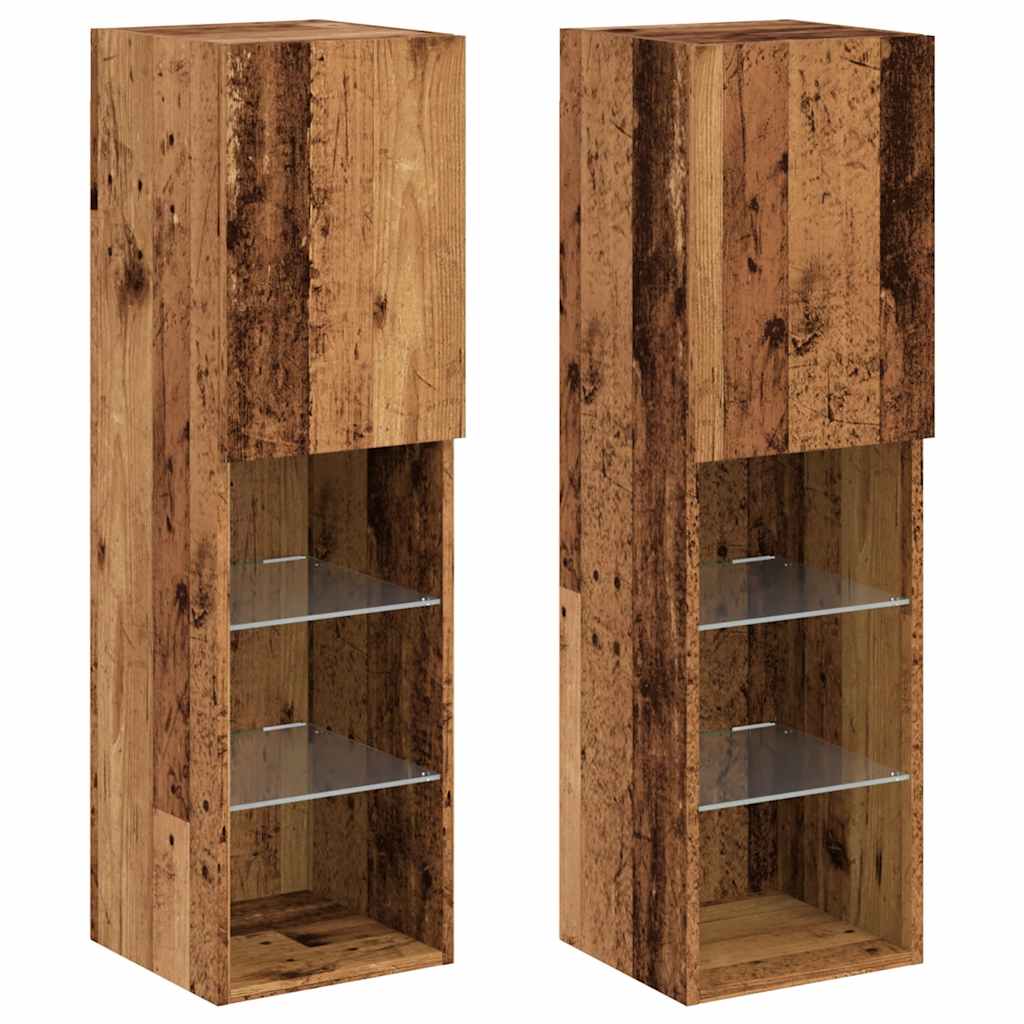 Mobili Porta Tv Con Luci Led 2 Pz 30,5X30X Legno Antico