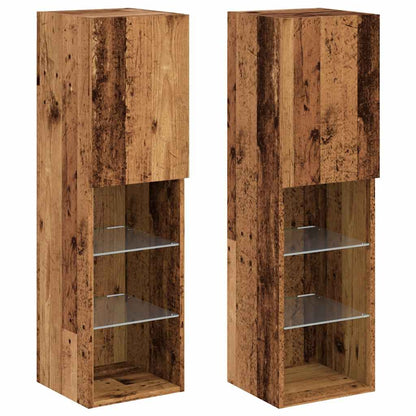 Mobili Porta Tv Con Luci Led 2 Pz 30,5X30X Legno Antico