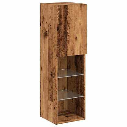 Mobili Porta Tv Con Luci Led 2 Pz 30,5X30X Legno Antico