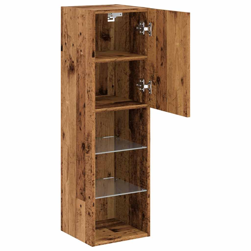Mobili Porta Tv Con Luci Led 2 Pz 30,5X30X Legno Antico
