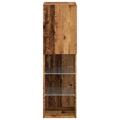 Mobili Porta Tv Con Luci Led 2 Pz 30,5X30X Legno Antico