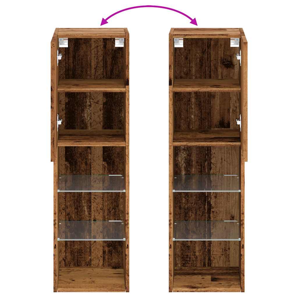 Mobili Porta Tv Con Luci Led 2 Pz 30,5X30X Legno Antico