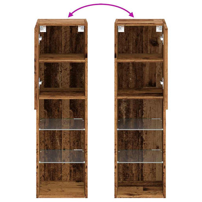 Mobili Porta Tv Con Luci Led 2 Pz 30,5X30X Legno Antico