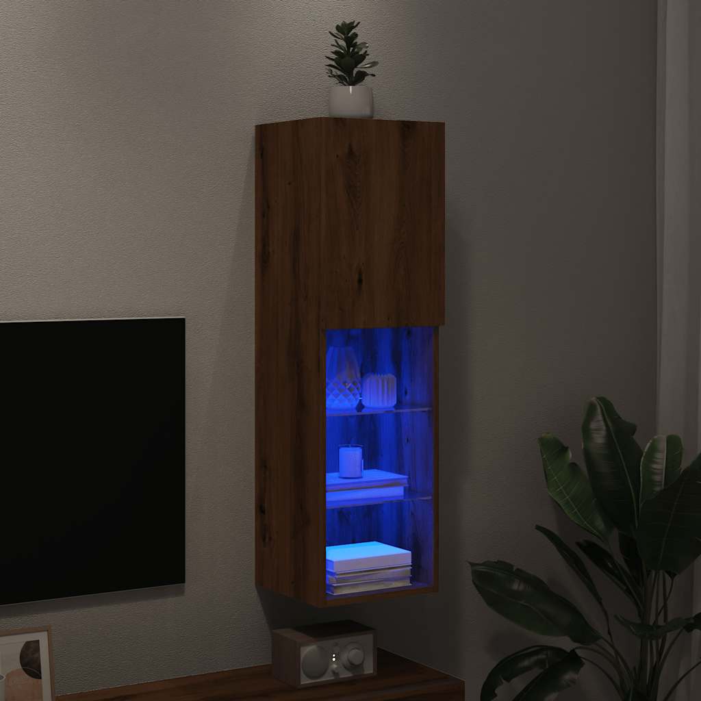 Mobili Tv Con Luci Led 2 Pz 30,5X30X Rovere Artigianale